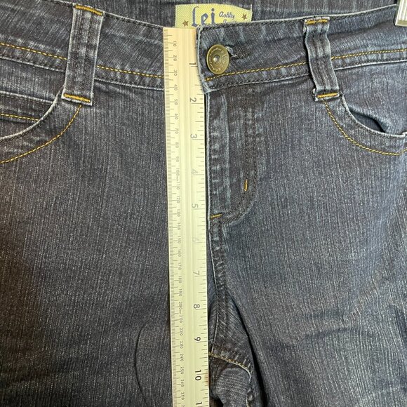 LEI Juniors Y2K Ashley Trouble Dark Wash Stretch Mid Rise Bootcut Denim Jean 11 - Picture 7 of 13